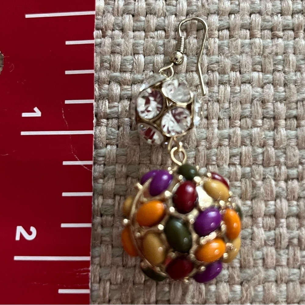 Multi Color Double Drop Fishhook Earring - Picture 3 of 3
